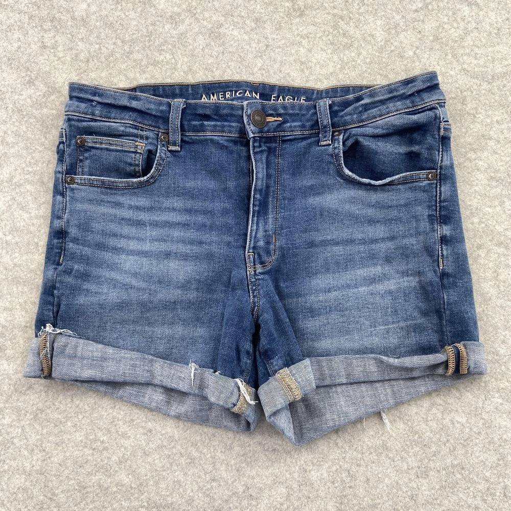 American Eagle Outfitters Midi Shorts Womens 12 (32x4) Blue Denim Cutoff